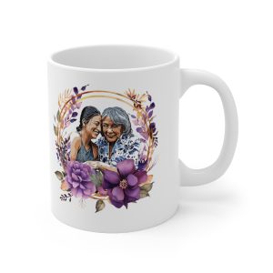 Memorial Mug digital art with hand painted watercolor flowers