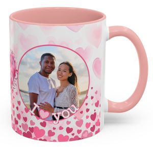 Personalised Happy Valentines Pink I love You Mug
