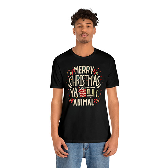 Merry Christmas Ya Filthy Animal! Premium Mens Christmas T-shirt