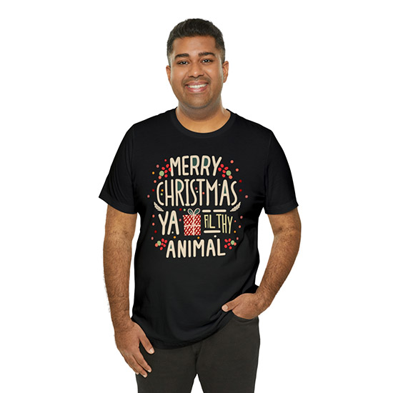 Merry Christmas Ya Filthy Animal! Premium Mens Christmas T-shirt - Image 3