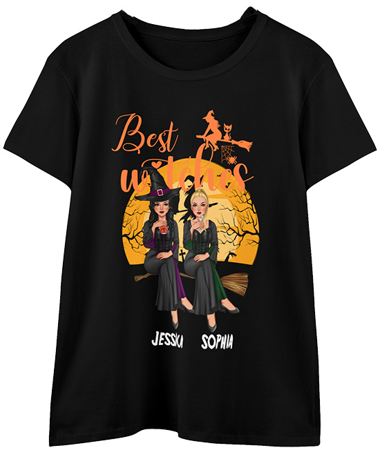 Personalized Best Friends Witch Halloween T-Shirt
