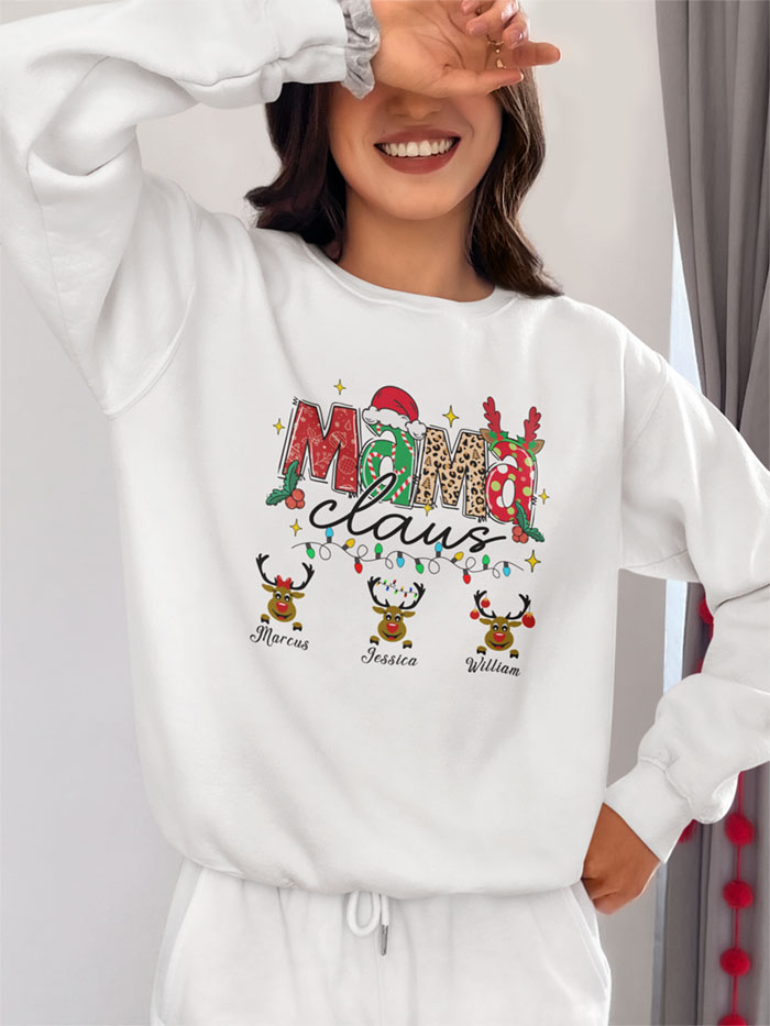 Personalized Christmas Reindeer T-shirt for Moms & Grandmothers