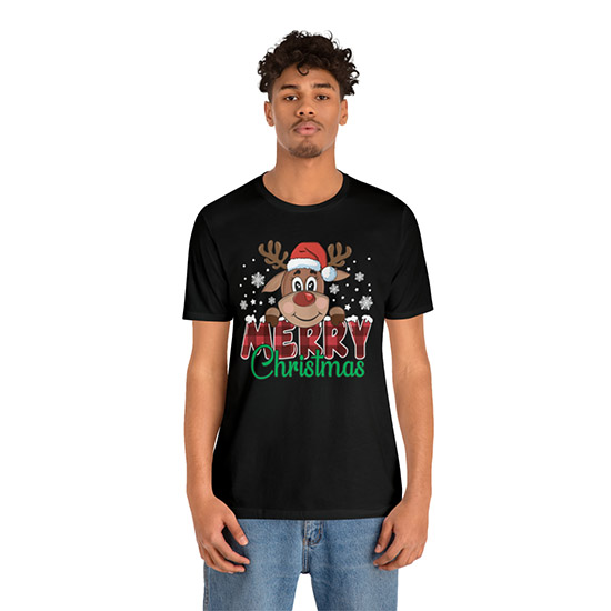 Merry Christmas Mens Reindeer T-shirt - Image 2
