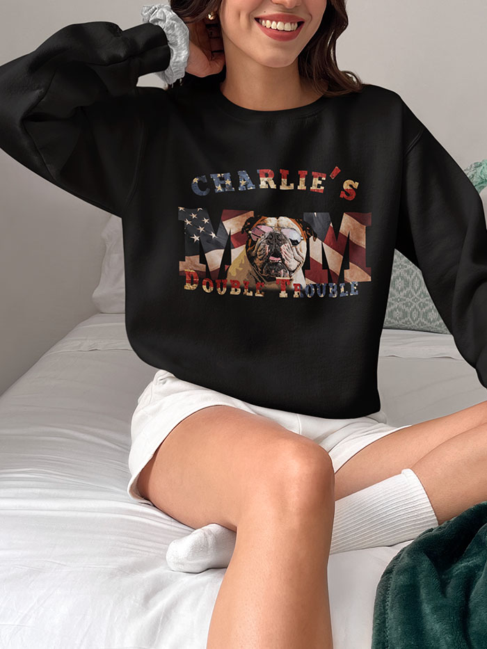Dog Mom Top with Personalized Pet & US Flag Design - Image 6