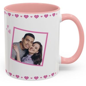 Personalised Happy Valentines Pink hearts Mug