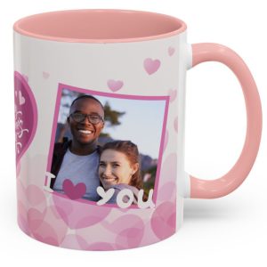 Personalised Happy Valentines Pink heart Mug