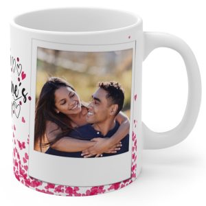 Personalised Happy Valentines Polaroid Pink Mug