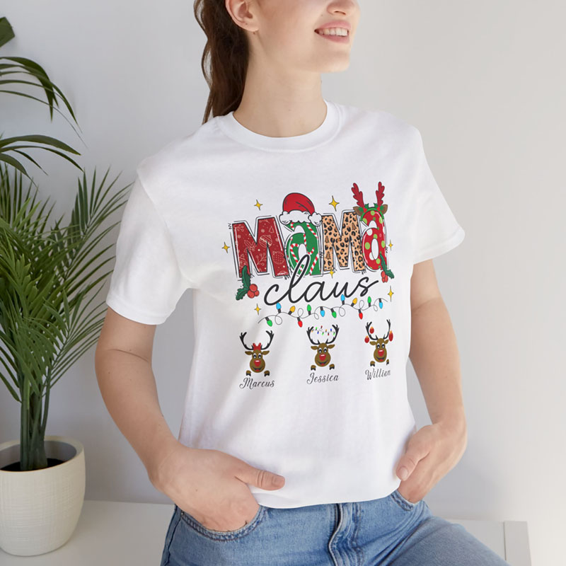 Personalized Christmas Reindeer T-shirt for Moms & Grandmothers - Image 2