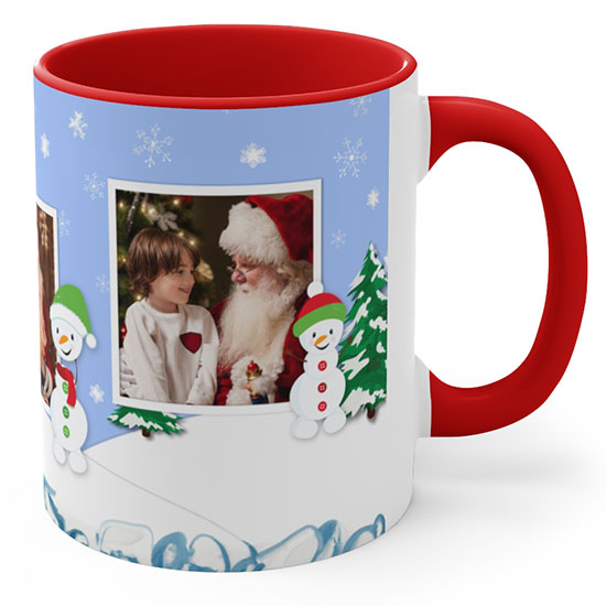 Snowman Christmas Collage Mug with 3 pictures, 11oz - Image 4